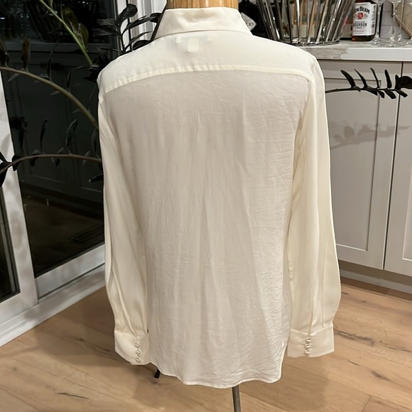 NWOT Banana Republic 100% silk diagonal front snap and covered button shirt - Picture 6 of 10